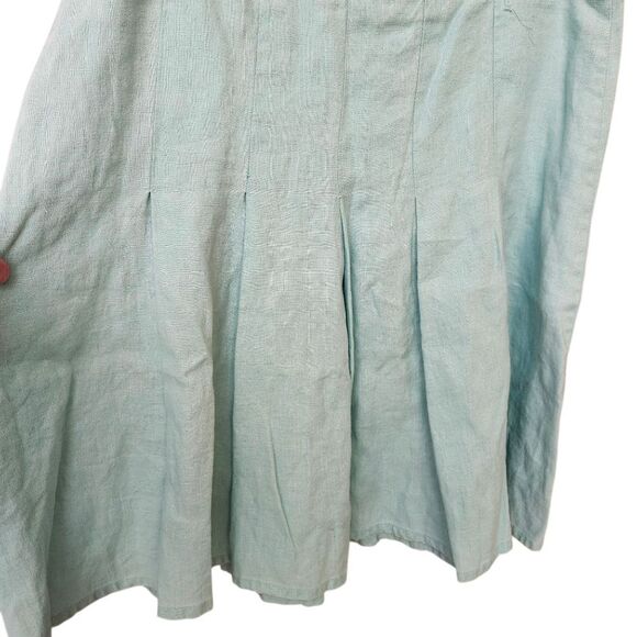 Twenty-One 100% Linen Aqua Blue Pleated Skirt SZ LG - Picture 6 of 10